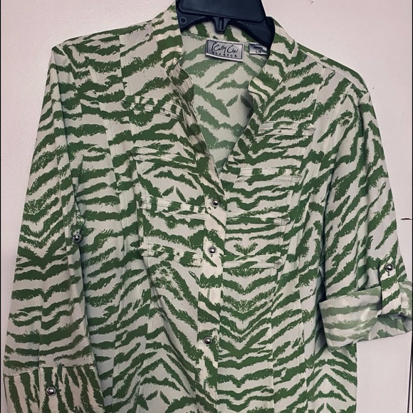 New Kathy Lee Collections Roll Sleeve Blouse, Lg - Picture 4 of 5